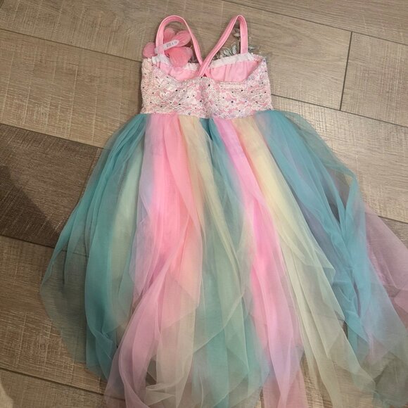 COSTUME GALLERY CHILD SMALL PINK BLUE COMPETITION DANCE COSTUME JAZZ BALLET LYRI - Picture 6 of 8